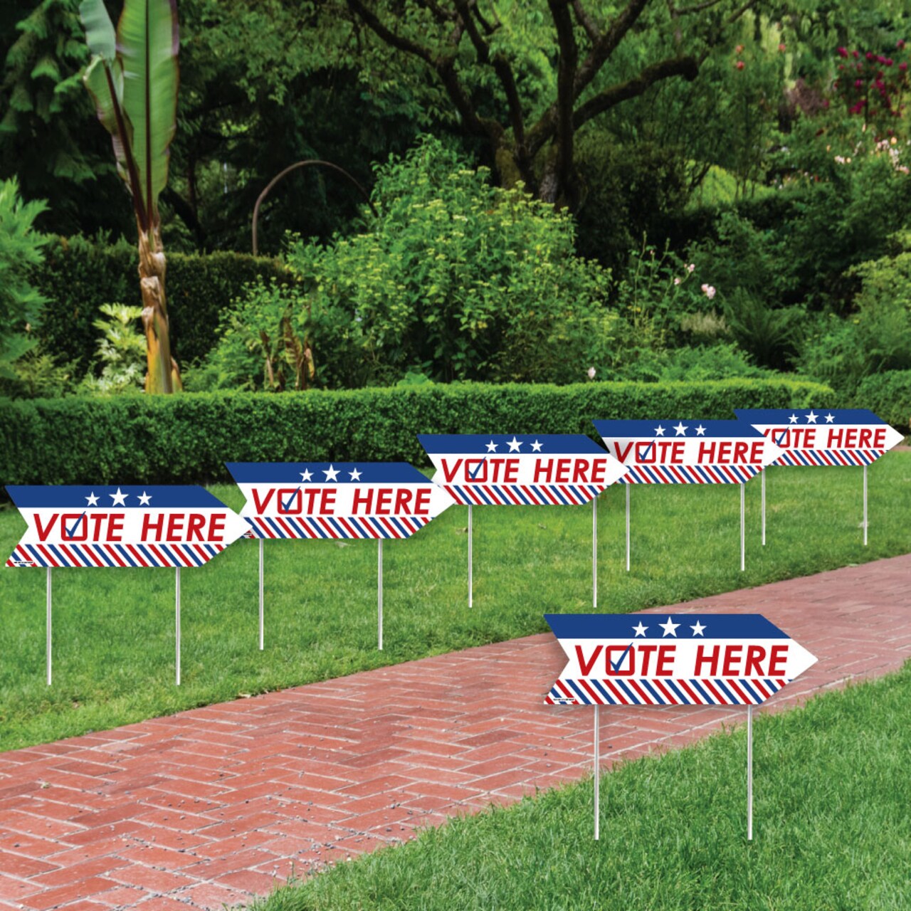 Big Dot of Happiness Big Dot of Happiness Vote Here - Arrow Political Election Day Direction Signs - Double Sided Outdoor Yard Signs - Set of 6